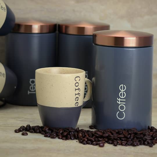 MegaChef Essential Kitchen Storage Matte Gray 3 Piece Sugar, Coffee & Tea Canister Set